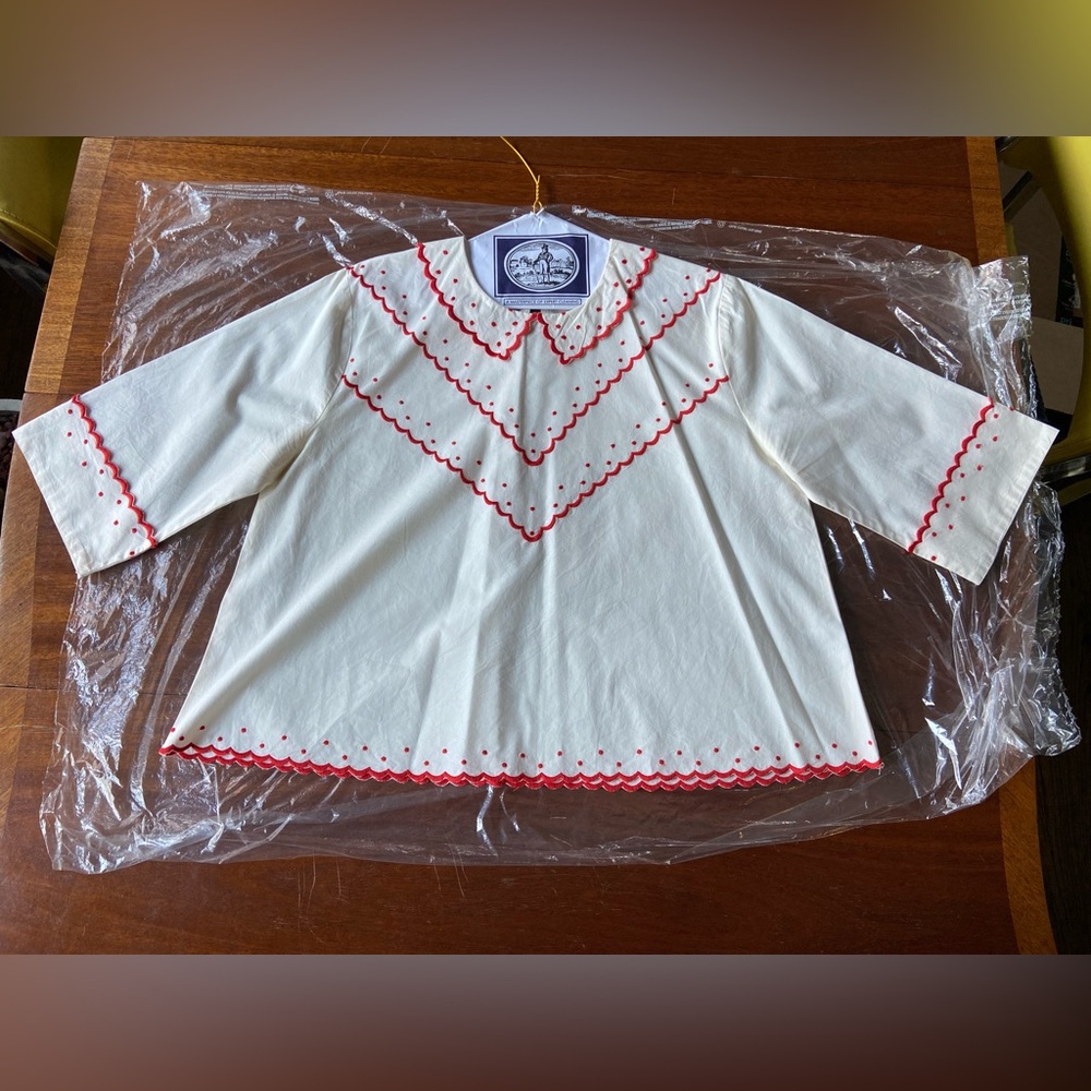 BATSHEVA Shirley Blouse in Cream with Red Embroidery